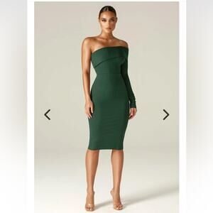 Alieva NWT Rita one shoulder dress emerald green holiday Christmas sexy wedding